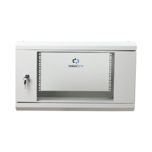 Gabinete de Pared de 6U con Puerta de Cristal Templado, 455 mm de Profundidad Total, Rack de 19'', Acero Reforzado Color Gris Mate