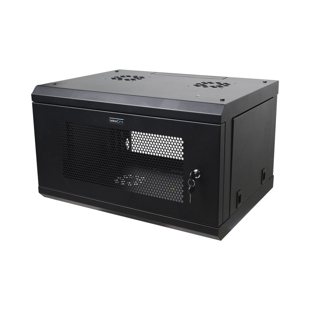 Gabinete de Pared de 6U con Puerta Perforada, 455 mm de Profundidad Total, Rack de 19'', Acero Reforzado Color Negro - Imagen 2