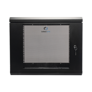 Gabinete de Pared de 9U con Puerta de Cristal Templado, 455 mm de Profundidad, Rack de 19'', Acero Reforzado Color Negro.