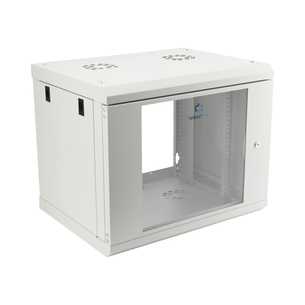Gabinete de Pared de 9U con Puerta de Cristal Templado, 479.5 mm de Profundidad, Rack de 19'', Acero Reforzado Gris Mate - Imagen 3