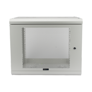 Gabinete de Pared de 9U con Puerta Perforada 455 mm de Profundidad, Rack de 19'', Acero Reforzado Color Gris Mate