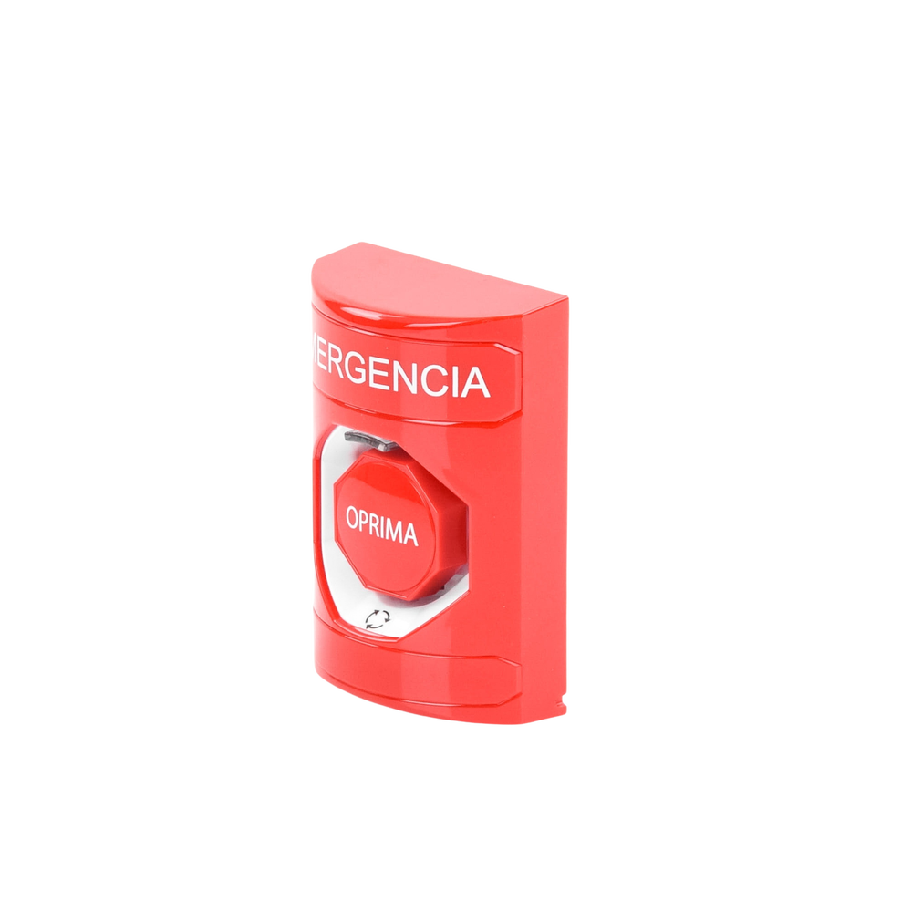 Botón de Emergencia, Texto en Español, Color Rojo, Acción Mantenida, Girar para Restablecer y LED Multicolor - Imagen 2