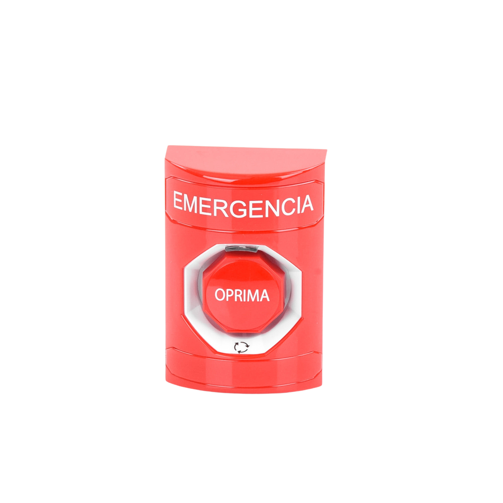 Botón de Emergencia, Texto en Español, Color Rojo, Acción Mantenida, Girar para Restablecer y LED Multicolor - Imagen 4