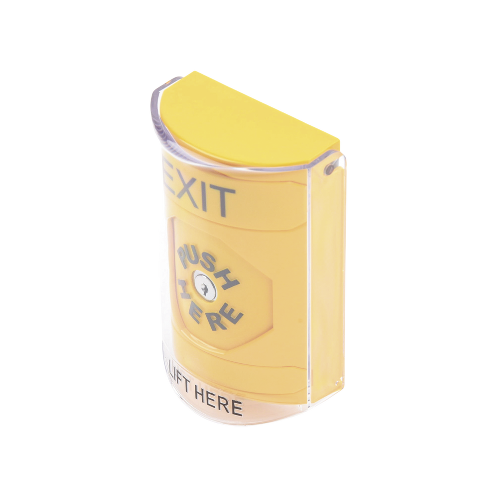 Botón de Salida, Texto en Ingles, Tapa Protectora de Policarbonato Súper Resistente, Llave para restablecer, Bocina integrada de Advertencia - Imagen 3