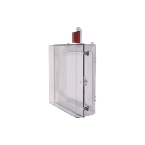Gabinete Grande de Policarbonato Transparente S?per Resistente con Sirena/Estrobo y Cerradura con Llave