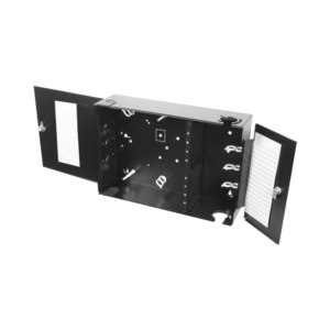 Caja de Conexi?n de Fibra ?ptica, para Montaje en Pared, hasta 192 Puertos LC o SC (Acepta 8 Placas Acopladoras), Color Negro