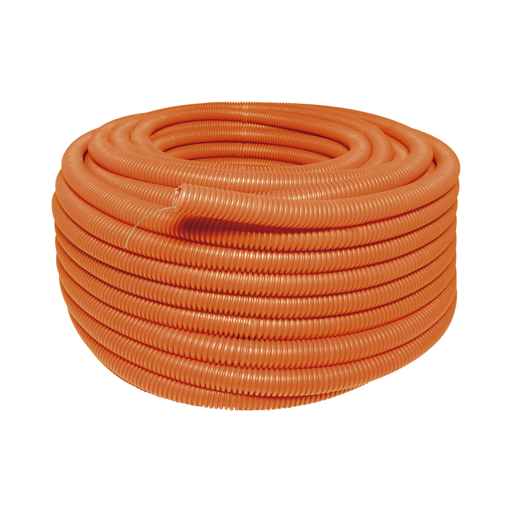 Manguera Poliducto Corrugado Flexible Naranja Reforzado de 1/2" x 100 m Para Instalaciones Eléctricas /Polietileno Alta Densidad HDPE/ Sin guía /Resistente a Intemperie.