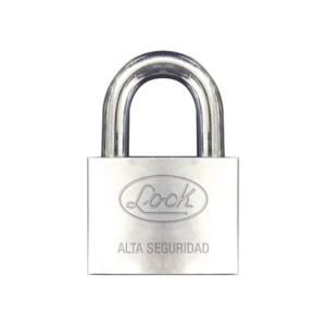 Candado de hierro alta seguridad con llave de disco/ Acabado Cromado/ Llaves Abloy/ Medida de Horquilla 50 mm.
