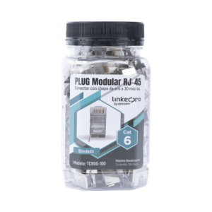 Bote con 100 Piezas de Plug Modular RJ45 Cat6 Blindado con Pin de Tierra, Chapado de Oro a 30 Micras para Durabilidad Extrema