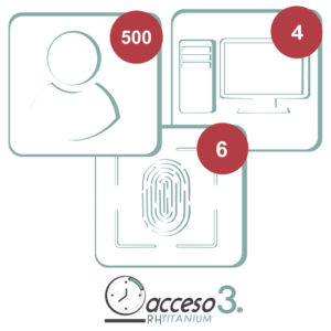 [BAJO PEDIDO] Licencia de 3 años para software Acceso3 TITANIUM / 500 Empleados / 6 reloj / 4 PC's