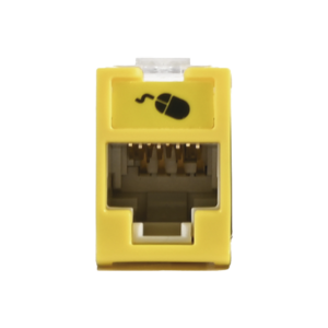 Jack Ultramax Cat6a, Utp, Montaje H?brido en Placa de Pared (Plano y Angulado), Color Amarillo, Punch Down