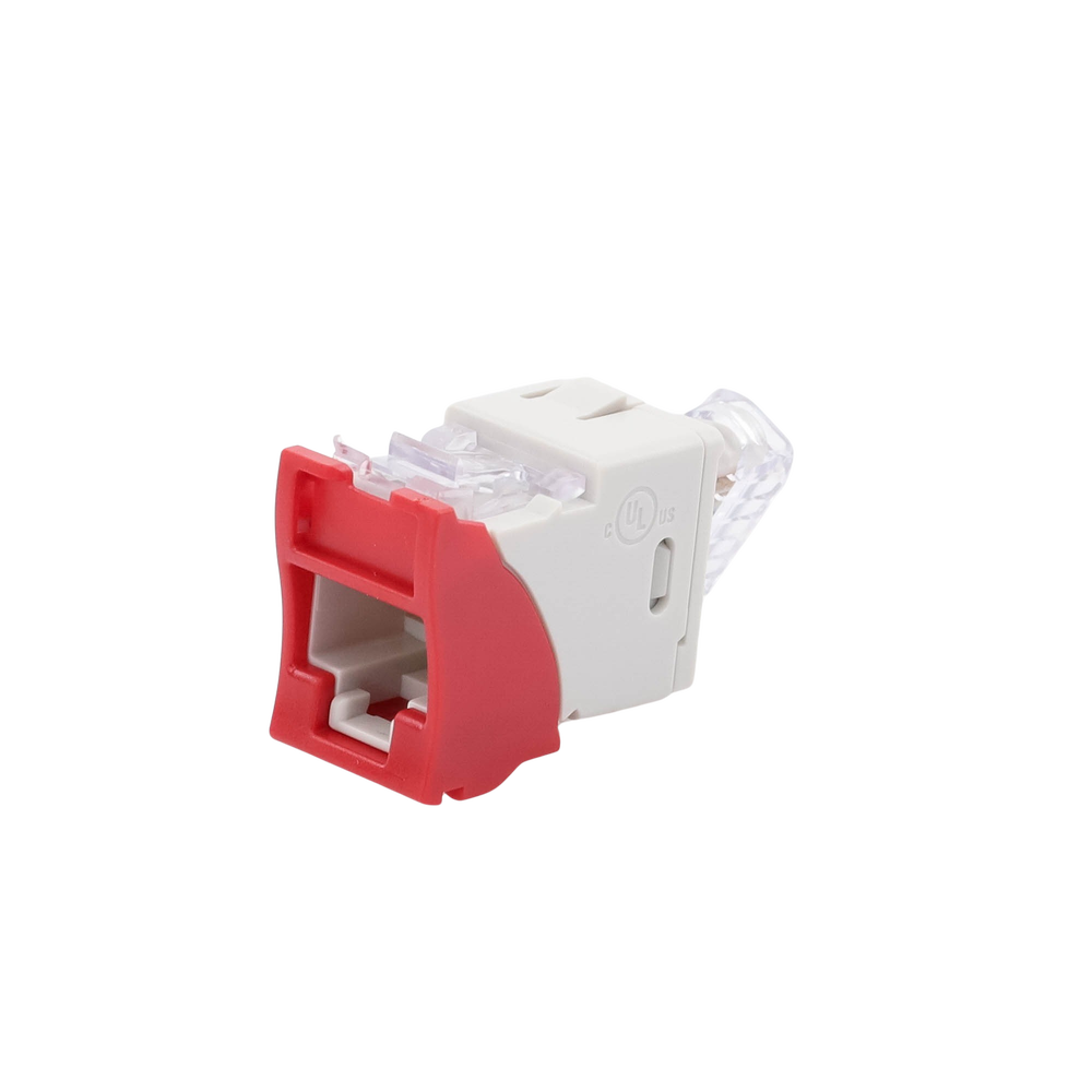 Jack Ultramax Cat6, UTP, Montaje H?brido en Placa de Pared (Plano y Angulado), Color Rojo, Punch Down - Imagen 2
