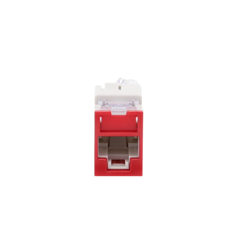 Jack Ultramax Cat6, UTP, Montaje H?brido en Placa de Pared (Plano y Angulado), Color Rojo, Punch Down - Imagen 3