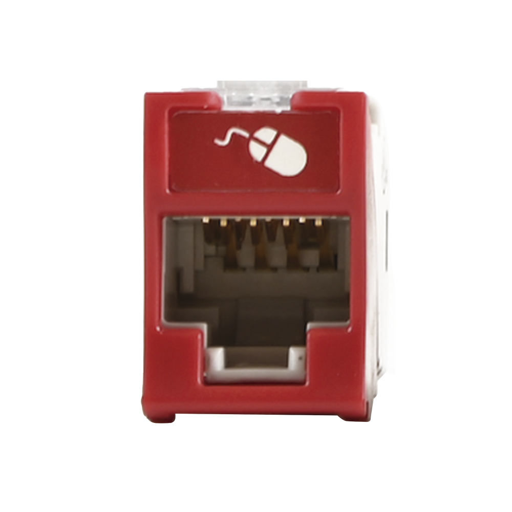 Jack Ultramax Cat6, UTP, Montaje H?brido en Placa de Pared (Plano y Angulado), Color Rojo, Punch Down