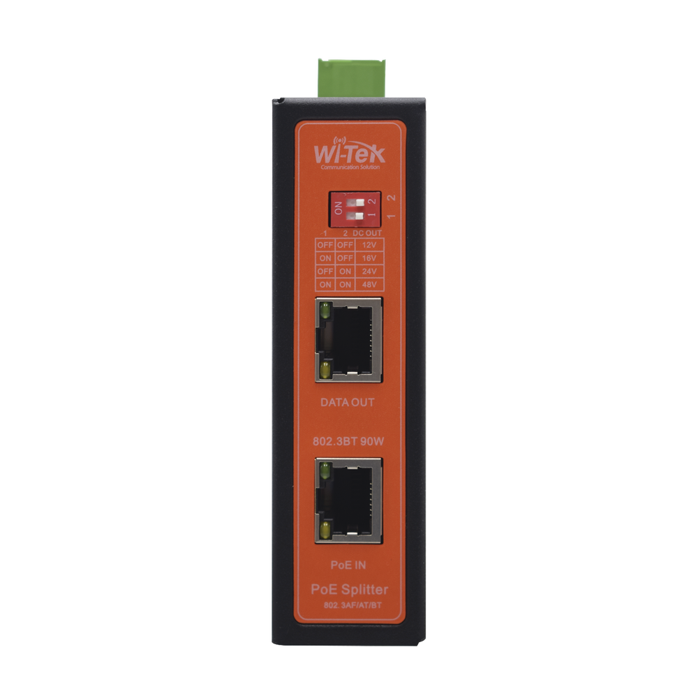 Splitter PoE IN hasta 90 W / Salida DC 12v/16V/24v o 48V / Carcasa metǭlica / Industrial soporte para riel DIN / Aplicaciones CCTV - Imagen 5