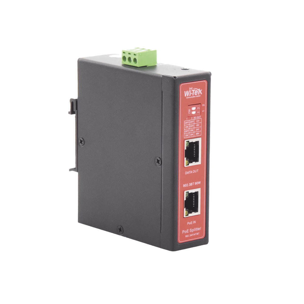 Splitter PoE IN hasta 90 W / Salida DC 12v/16V/24v o 48V / Carcasa metǭlica / Industrial soporte para riel DIN / Aplicaciones CCTV - Imagen 4