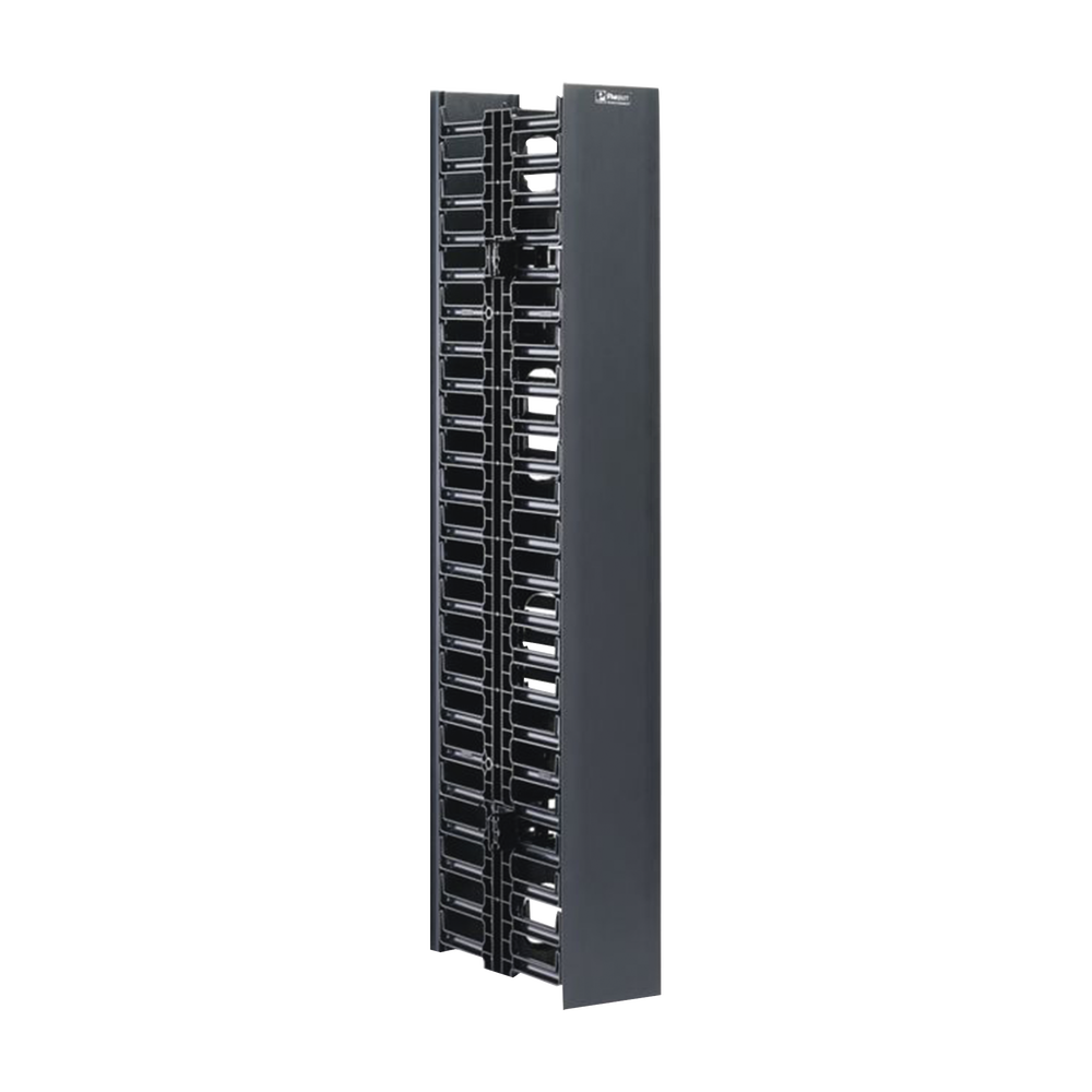 Organizador Vertical NetRunner, Doble (Frontal y Posterior), Para Rack Abierto de 45 Unidades, 4.9in de Ancho, Color Negro