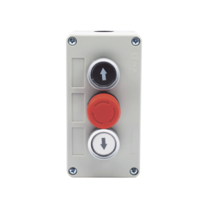 Botonera Triple con Boton de Stop Tipo Enclavado / Para Barreras Vehiculares, Operadores Corredizos y Abatibles.