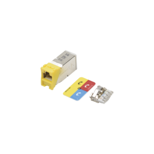 Jack Z-Max Cat6A, Blindado, Montaje H?brido en Placa de Pared (Plano y Angulado), Color Amarillo