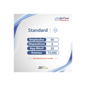 LICENCIA STANDART BIOTIME CLOUD 2.0 / 50 USUARIOS / 6 DISPOSITIVOS (Licencia Anual)