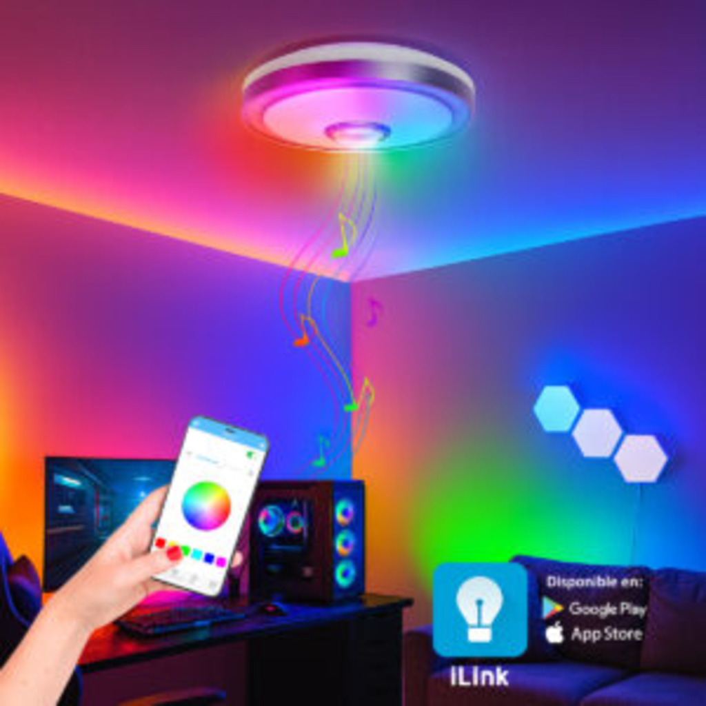 Luminario LED de 40W / 3000 Lúmenes / Ø 490mm x 66mm / Voltaje 85-265V / Temperatura Fría 6500K / Conexión Bluetooth / App iLink. - Imagen 5