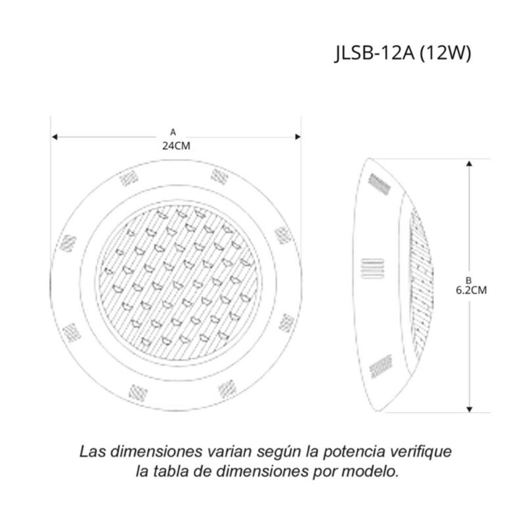Luminario Sumergible /Luz Blanca 6500 K / 18W / 2340 lm / IP68 / Ø290mm x 62mm / No Dimeable / Uso Exterior. - Imagen 5