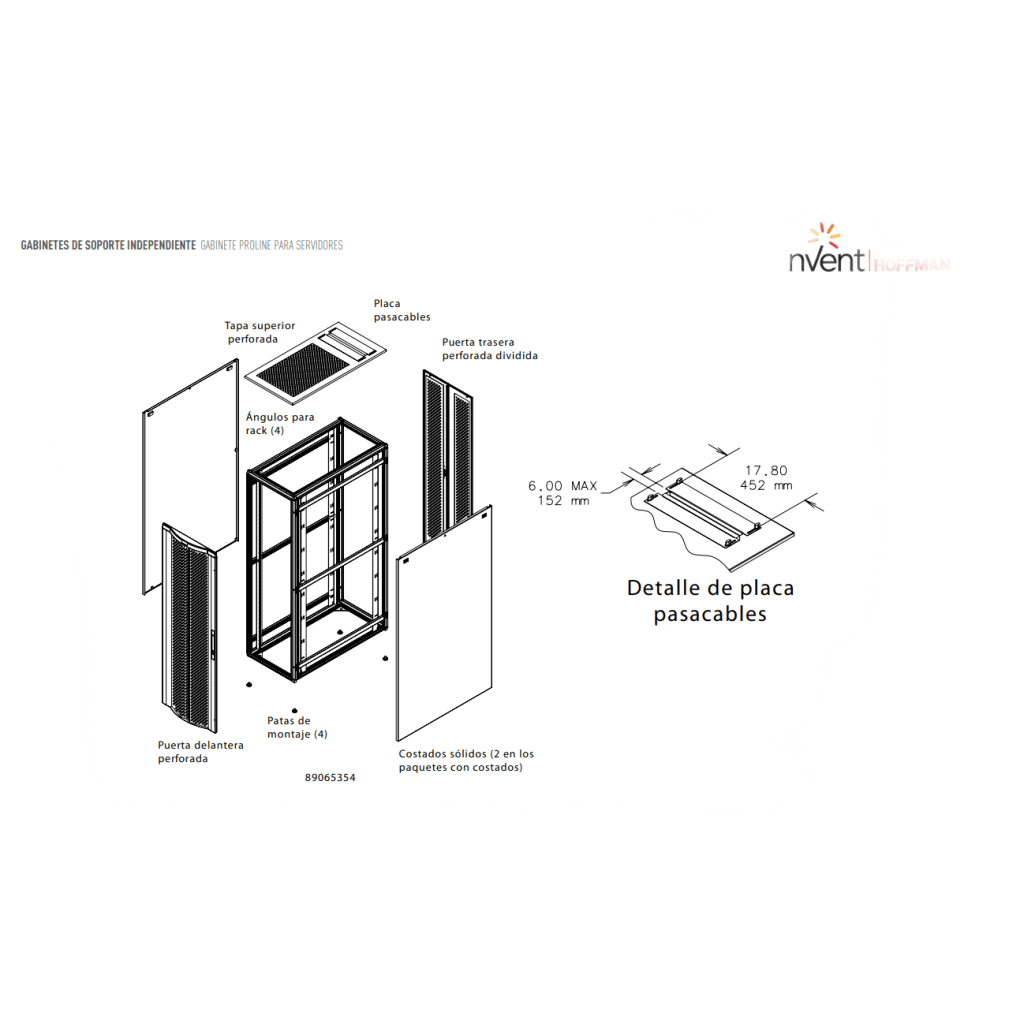 Gabinete para Servidores ProLine FloTek 42 UR Con Puertas Perforadas Alta Ventilaci??n, Profundidad Extendida 1200 mm y Ancho 600 mm Acero Color Negro - Imagen 2