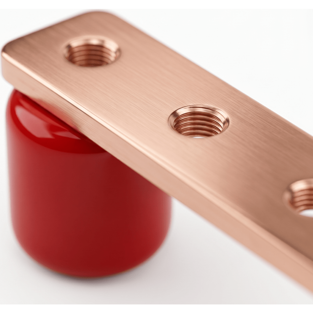 Barra Distribuci?n Tierra Rack 19 in / Cobre 100% / 550A / Aisladores Rojos / 0.64 cm (0.25 in) / J-STD-607-A - Imagen 3