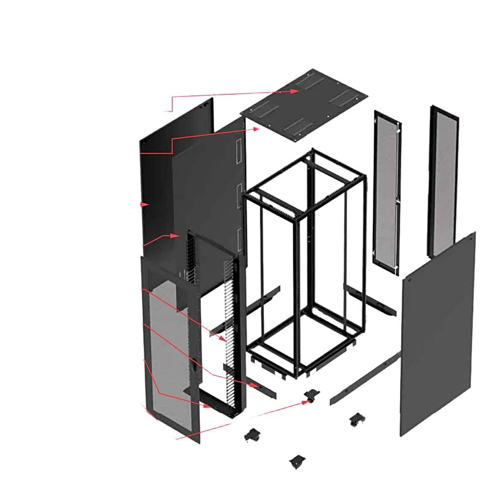 Gabinete de Servidor ProLine S1, 45U, 2150 x 800 x 1200 mm, Acero Negro RAL 9005, Kit Ruedas/Niveladores, Gesti??n de Cableado, Flujo de Aire Optimizado - Imagen 3