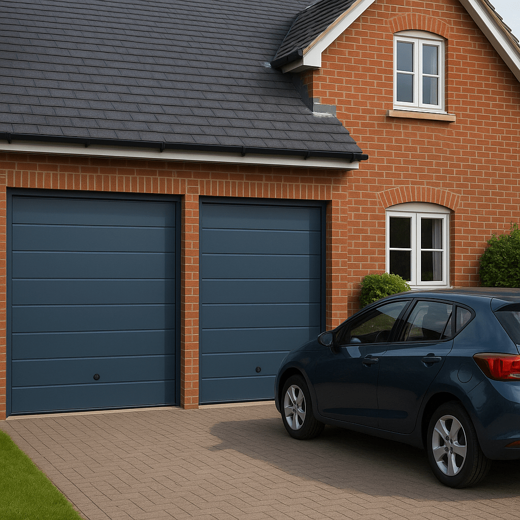 Puerta D / Garage D / Alta Calidad / Linea Central / Color GRIS / acabdo DELUXE / 8X7 pies / AISLADA / Estilo Americana. - Imagen 2