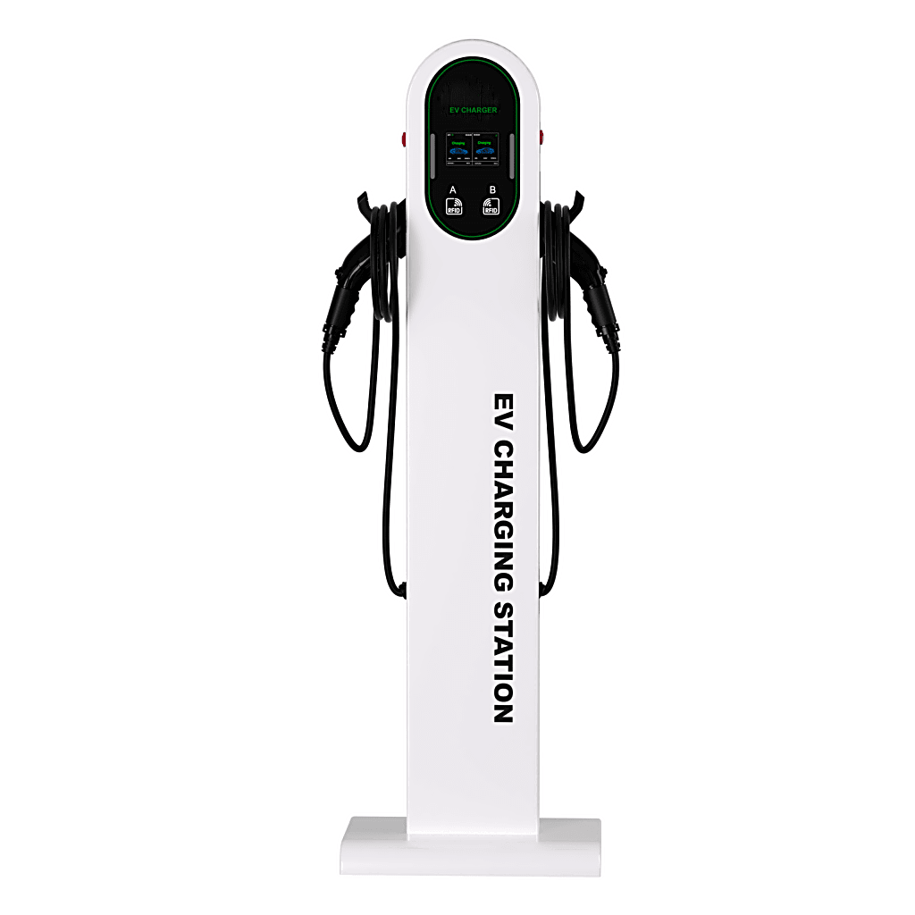 Estación de Carga para Vehículos Eléctricos Tipo Pedestal / Doble Conector Tipo 1 / 48A 11.5kW por Puerto / Pantalla LCD 4.3 Pulgadas / Conectividad RFID Sistema de Carga Inteligente / Protección IP54 / Material SGCC Galvanizad - Imagen 2