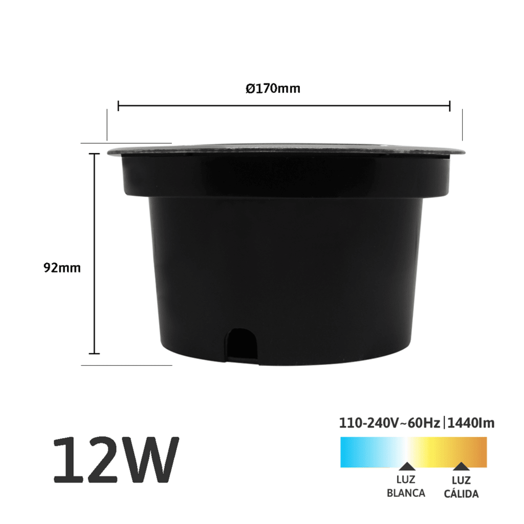 Luminario Empotrar en Piso / Uso en Exterior IP66 / Multivoltaje 110-240V~ 60Hz / Temperatura de Color 6500K / Ángulo de Luz 36° / Aleación de Aluminio y Vidrio Templado / No Dimeable - Imagen 2