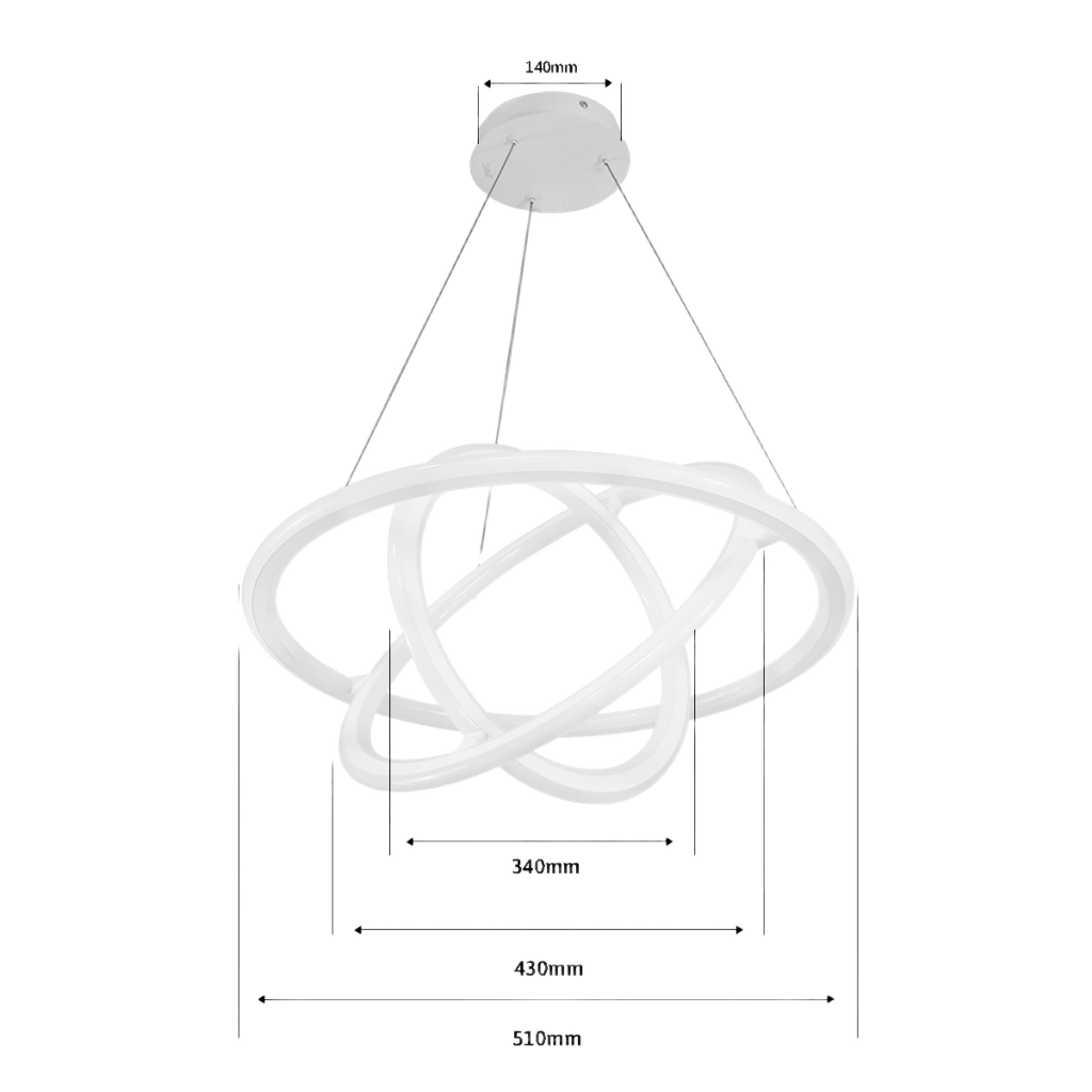 Lámpara De Techo LED 150W / Flujo Luminoso 12 000 Lm / Longitud de Cable Ajustable / Acabado Blanco / IP20 / Luz Blanca 6500K - Neutra 4000K - Cálida 2700K / Vida Útil 50 000 h / Interior - Imagen 2
