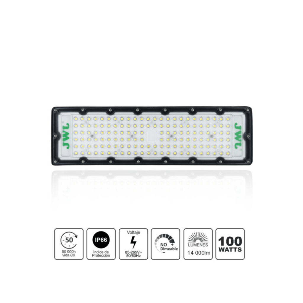 Reflector LED 100 W /350 x 100 mm / 85 - 265 Vca~ 50/60Hz / TCC 6 500 K / Uso en exterior. - Imagen 2