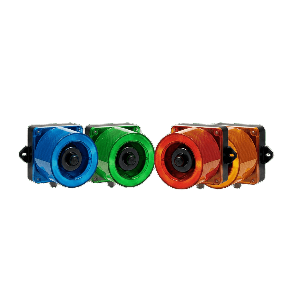 Combinacion de baliza LED color Ámbar y sirena electrónica de 31 tonos resistente a la intemperie de volumen máx. 123 dB a 110-240 VCA - Imagen 2