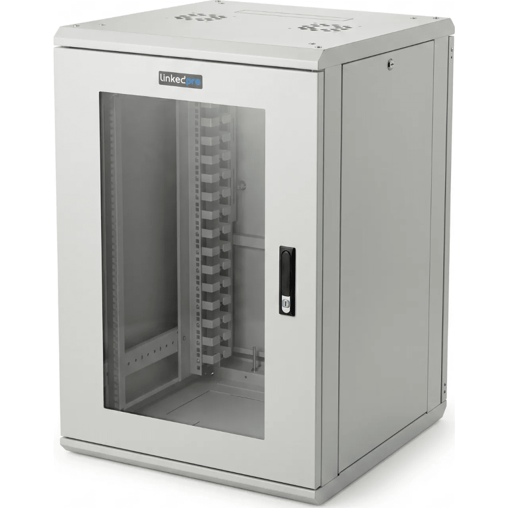 Gabinete Rack 19 Pulgadas / 18 Unidades / Piso / Puerta de Cristal / Acero Calibres 16-18-20 / Capacidad 750 kg (1653.5 lb) / Dimensiones 60 cm (23.6 in) x 93 cm (36.6 in) x 46 cm (18.1 in) - Imagen 4