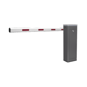 Kit de Barrera Vehicular Izquierda y Brazo de 3 Metros / Finales de Carrera Ajustables por Programación / Movimiento Fluido / Diseño Elegante Color Gris / Con Corona Led Semaforizada