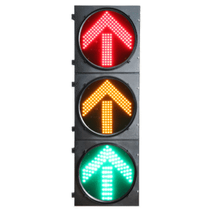 Semáforo de Tráfico Vertical / LED de Cuatro Elementos / Luces Rojas, Amarillas y Verdes / Carcasa PC y ABS / Acabado Mate / Protección IP53 / Transformador AC 24 V / Peso 20 kg