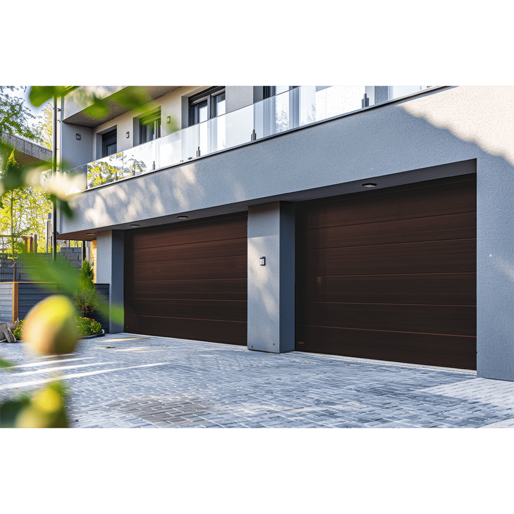Sección para puerta de Garage / Lisa / Imitacion Madera / BLACK WALNUT/ Para GARAGE208B / Estilo Americana.