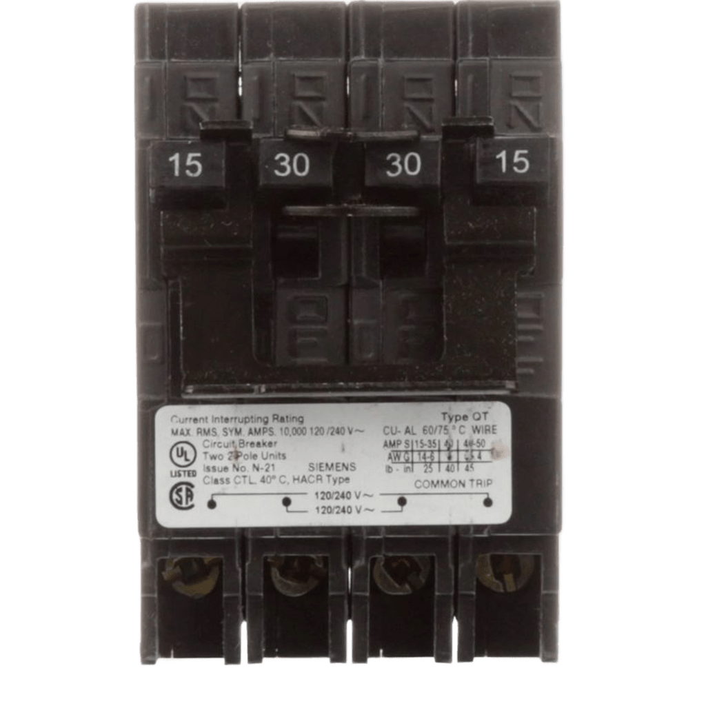 Interruptor automático CUADRUPLEX enchufable tipo QT 2 polos dobles, 40-40 amp