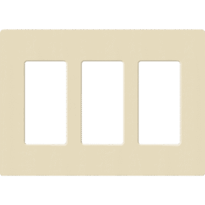 Placa de pared 3 espacios, para atenuador (dimmer), apagador ó control remoto inalámbrico LUTRON.