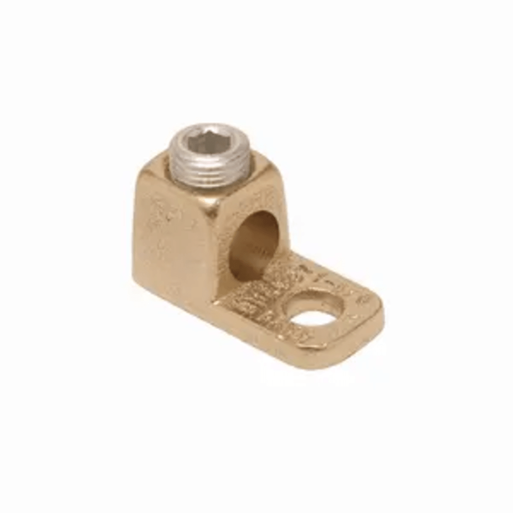 Conector de Cobre con tornillo de fijación para cable calibre 4 - 1/0 AWG y Tornillo de 3/8".