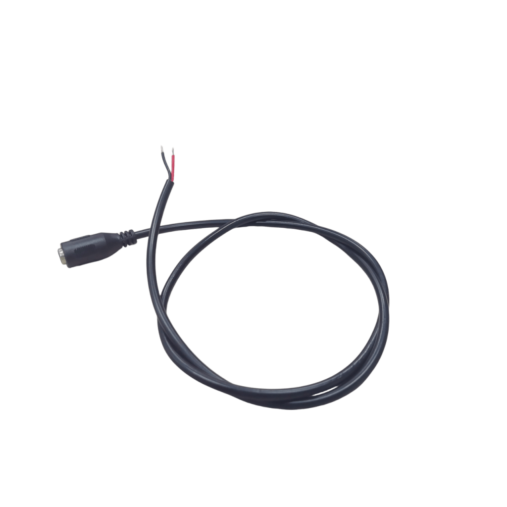 Cable con Conector Macho (Pigtail) / Forro Negro | Alimentación para Vcc con Puntas Libres | Polarizado | Largo 22 cm (8.66 Pulgadas) | Calibre 22AWG.