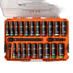 Juego de Dados de Impacto KNECT™ (M) / 3/8" Drive Profundo / SAE y Métrico / 23 Piezas / Adapters Multi-Propósito / MODbox™ Case