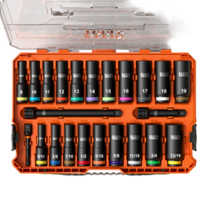 Juego de Dados de Impacto KNECT™ (M) / 3/8" Drive Profundo / SAE y Métrico / 23 Piezas / Adapters Multi-Propósito / MODbox™ Case