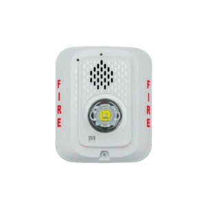 Sirena con Lámpara LED Estroboscópica / a 2 Hilos / Montaje en Pared / 24 Vcd / Configuración Estroboscópica Seleccionable / Texto en Inglés / Color Blanca