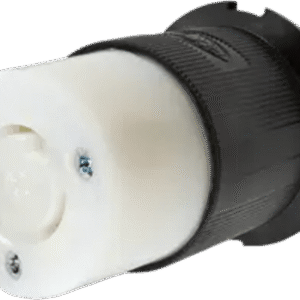 Conector Industrial con Bloqueo de Media Vuelta / 20 A 250 V CA / 2 Polos 3 Hilos / Color Blanco y Negro / Nema L6-20R.