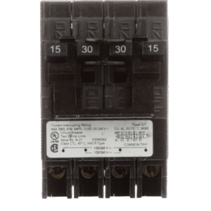 Interruptor automático CUADRUPLEX enchufable tipo QT 2 polos dobles, 15-15 amp