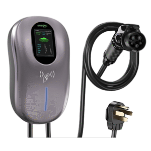 Estación de Carga para Vehículos Eléctricos / 40A 9.6kW / Certificado ETL / Pantalla LCD 4.3 Pulgadas / Voltaje 110-240V / Conectividad WiFi-APP-Bluetooth-RFID / Protección IP65 / Cable TPE 5 Metros