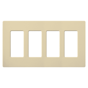 Placa de pared 4 espacios, color blanco, para atenuador (dimmer), switch ó control remoto PICO inalámbrico